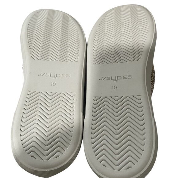 J Slides NYC Metallic Silver Floral Bow Slip On Sneakers Platform Casual Trendy - Picture 3 of 9